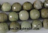 CSL112 15.5 inches 12mm faceted round silver leaf jasper beads