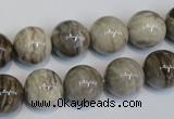 CSL12 15.5 inches 12mm round silver leaf jasper beads wholesale