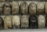 CSL127 15.5 inches 5*8mm rondelle sliver leaf jasper beads