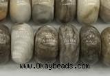 CSL128 15.5 inches 6*10mm rondelle sliver leaf jasper beads