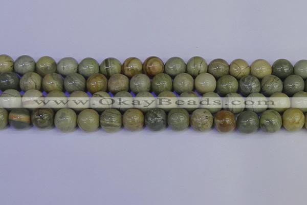 CSL205 15.5 inches 14mm round silver leaf jasper beads wholesale