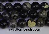 CSL211 15.5 inches 6mm round black silver leaf jasper beads