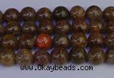 CSL220 15.5 inches 4mm round gold leaf jasper beads wholesale