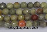 CSL230 15.5 inches 4mm faceted round silver leaf jasper beads