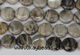 CSL27 15.5 inches 10mm flat round silver leaf jasper beads wholesale