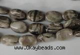 CSL40 15.5 inches 8*12mm oval silver leaf jasper beads wholesale