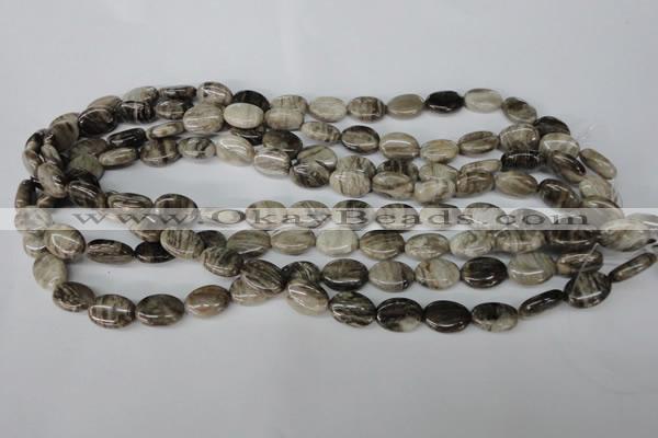 CSL41 15.5 inches 10*14mm oval silver leaf jasper beads wholesale