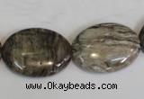 CSL45 15.5 inches 18*25mm oval silver leaf jasper beads wholesale