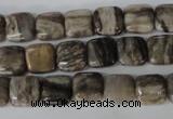 CSL50 15.5 inches 10*10mm square silver leaf jasper beads wholesale