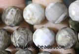 CSL93 15.5 inches 8mm faceted round sliver leaf jasper beads