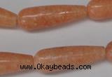 CSM15 15.5 inches 10*30mm teardrop salmon stone beads wholesale