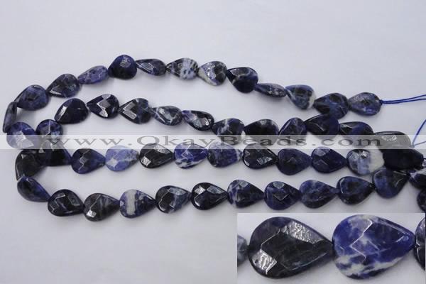 CSO385 15.5 inches 13*17mm faceted flat teardrop natural sodalite beads