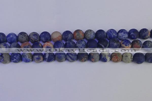 CSO525 15.5 inches 14mm round matte orange sodalite beads wholesale