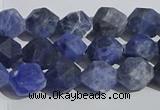 CSO566 15.5 inches 8mm faceted nuggets matte sodalite beads