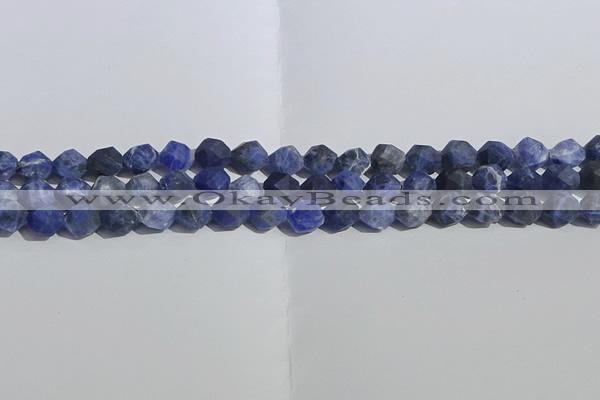 CSO566 15.5 inches 8mm faceted nuggets matte sodalite beads