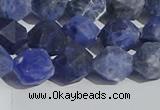 CSO567 15.5 inches 10mm faceted nuggets matte sodalite beads