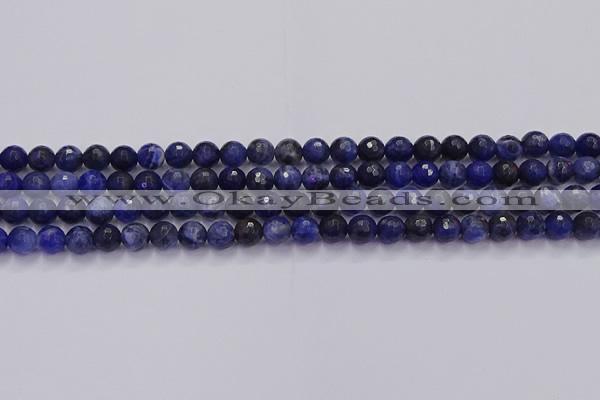 CSO601 15.5 inches 6mm faceted round sodalite gemstone beads