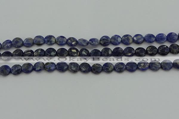 CSO705 15.5 inches 10mm faceted coin sodalite gemstone beads