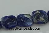 CSO726 15.5 inches 12*12mm faceted square sodalite gemstone beads