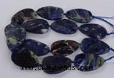 CSO821 15.5 inches 30*50mm - 32*52mm flat teardrop orange sodalite beads