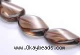 CSQ03 13*18mm twisted oval natural smoky quartz beads Wholesale