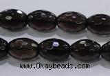 CSQ113 12*16mm faceted rice grade AA natural smoky quartz beads