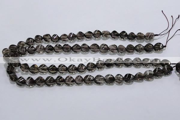 CSQ116 9*12mm twisted rice grade AA natural smoky quartz beads