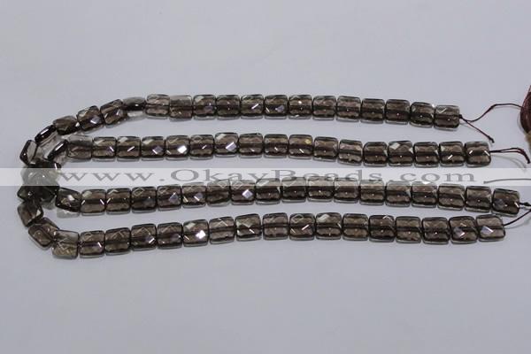 CSQ120 10*10mm facetad square grade AA natural smoky quartz beads