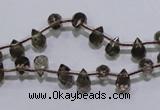 CSQ126 5*7mm top-drilled faceted teardrop grade AA smoky quartz beads