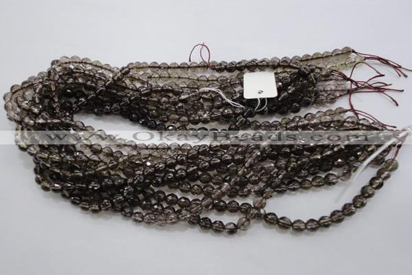 CSQ130 15.5 inches 6mm faceted round grade AA natural smoky quartz beads