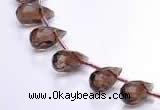 CSQ18 6*10mm faceted teardrop A grade natural smoky quartz beads