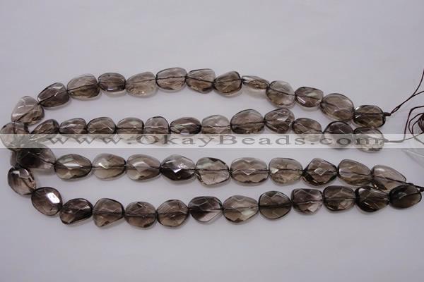 CSQ233 13*16mm faceted freeform grade AA natural smoky quartz beads