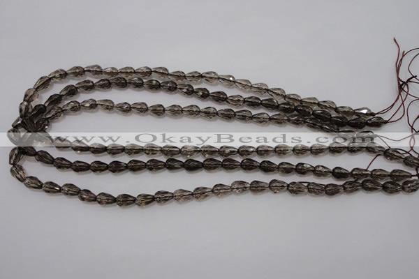 CSQ242 6*10mm faceted teardrop grade AA natural smoky quartz beads