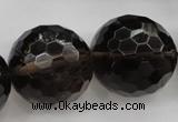 CSQ248 15.5 inches 25mm faceted round grade AA natural smoky quartz beads