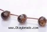 CSQ32 Top drilled 8*12mm faceted teardrop natural smoky quartz beads