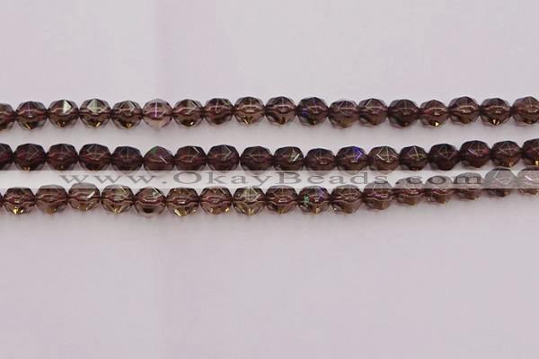 CSQ527 15.5 inches 8mm faceted nuggets smoky quartz gemstone beads