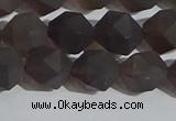 CSQ533 15.5 inches 10mm faceted nuggets matte smoky quartz beads