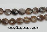 CSS104 15.5 inches 8mm faceted coin natural sunstone beads wholesale