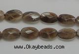 CSS106 15.5 inches 8*12mm faceted oval natural sunstone beads wholesale