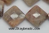 CSS112 15.5 inches 20*20mm faceted diamond natural sunstone beads