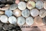 CSS421 15.5 inches 25mm flat round sunstone beads wholesale