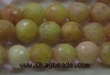 CSS612 15.5 inches 8mm faceted round yellow sunstone gemstone beads