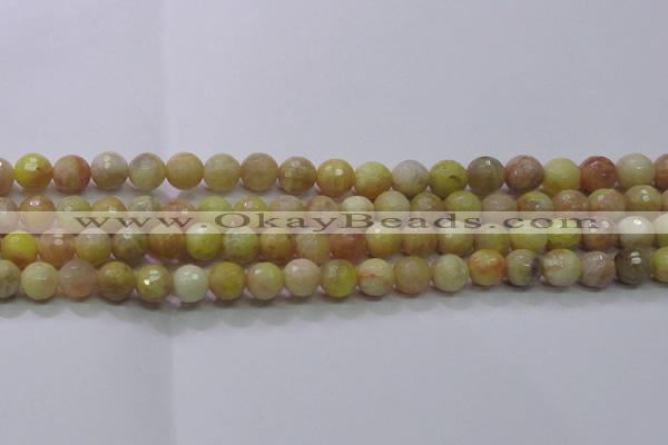 CSS612 15.5 inches 8mm faceted round yellow sunstone gemstone beads