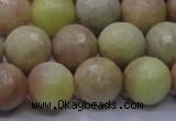 CSS614 15.5 inches 12mm faceted round yellow sunstone gemstone beads