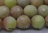 CSS615 15.5 inches 14mm faceted round yellow sunstone gemstone beads