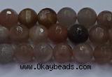 CSS641 15.5 inches 6mm faceted round sunstone gemstone beads