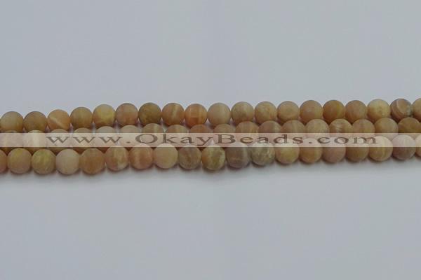 CSS652 15.5 inches 8mm round matte sunstone beads wholesale