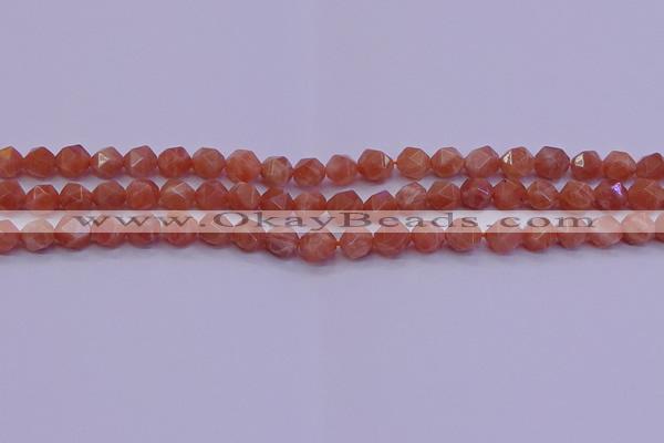 CSS681 15.5 inches 6mm faceted nuggets natural sunstone beads