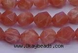 CSS682 15.5 inches 8mm faceted nuggets natural sunstone beads