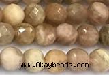 CSS820 15 inches 6mm faceted round sunstone beads